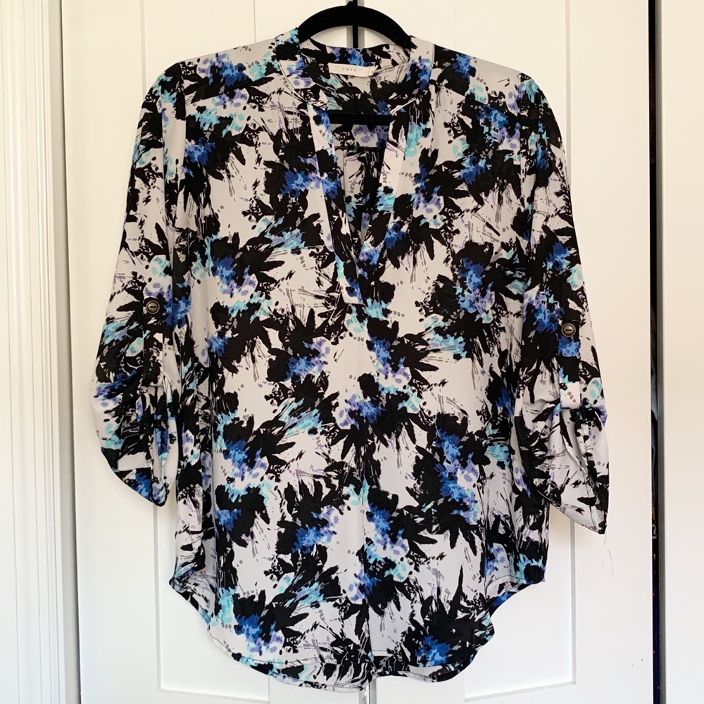 Lush V-neck Paint Splatter Blouse